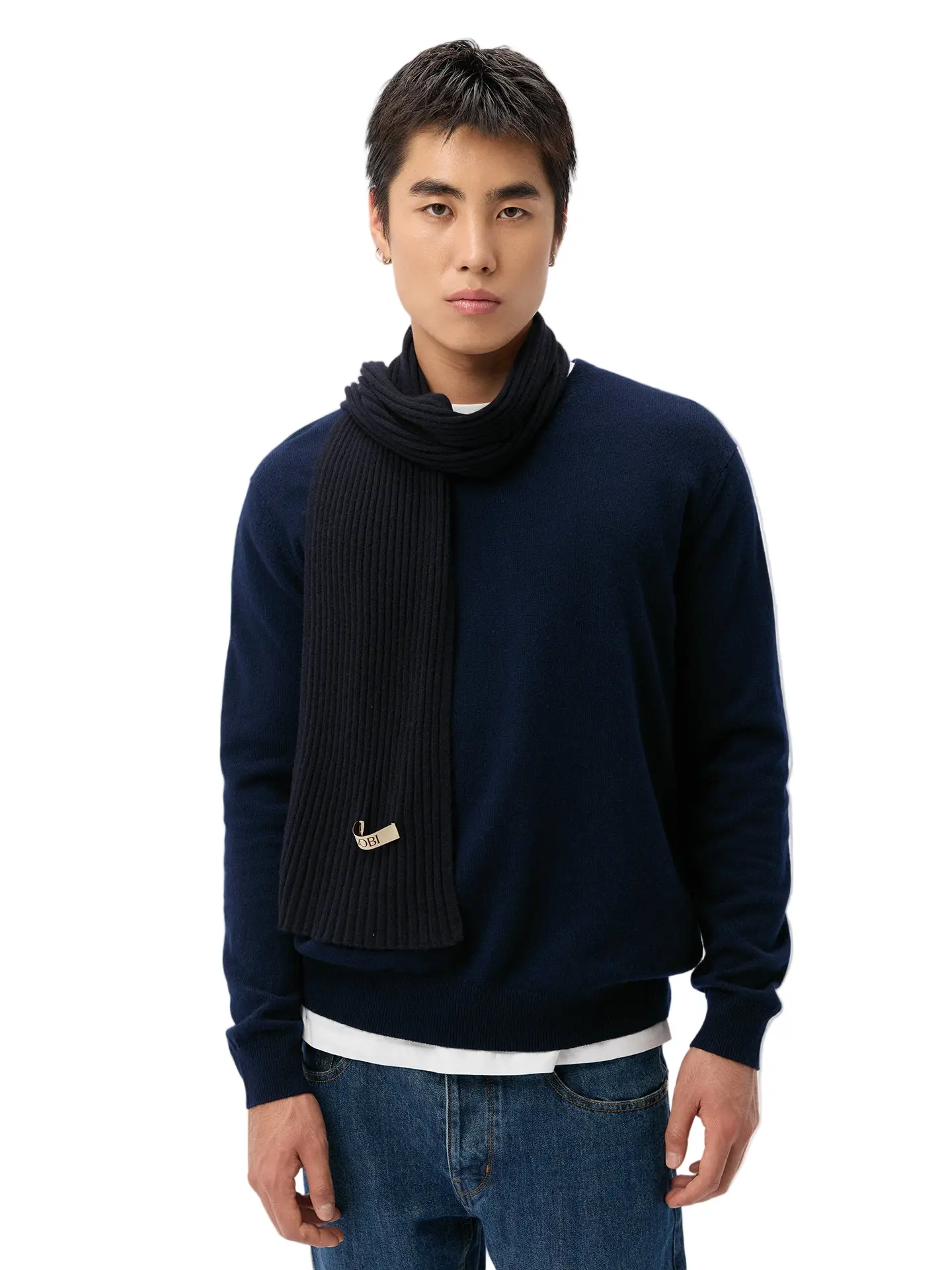 Cashmere Rib Knit Scarf