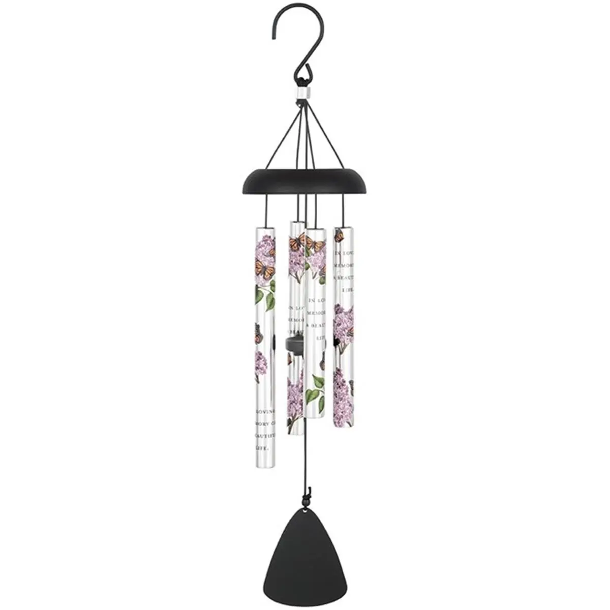 Carson Home Accents 272705 21 in. Picturesque Wind Chime with Metal Tubes, Sonnet Quote for Outdoor Sound - In Loving Memory