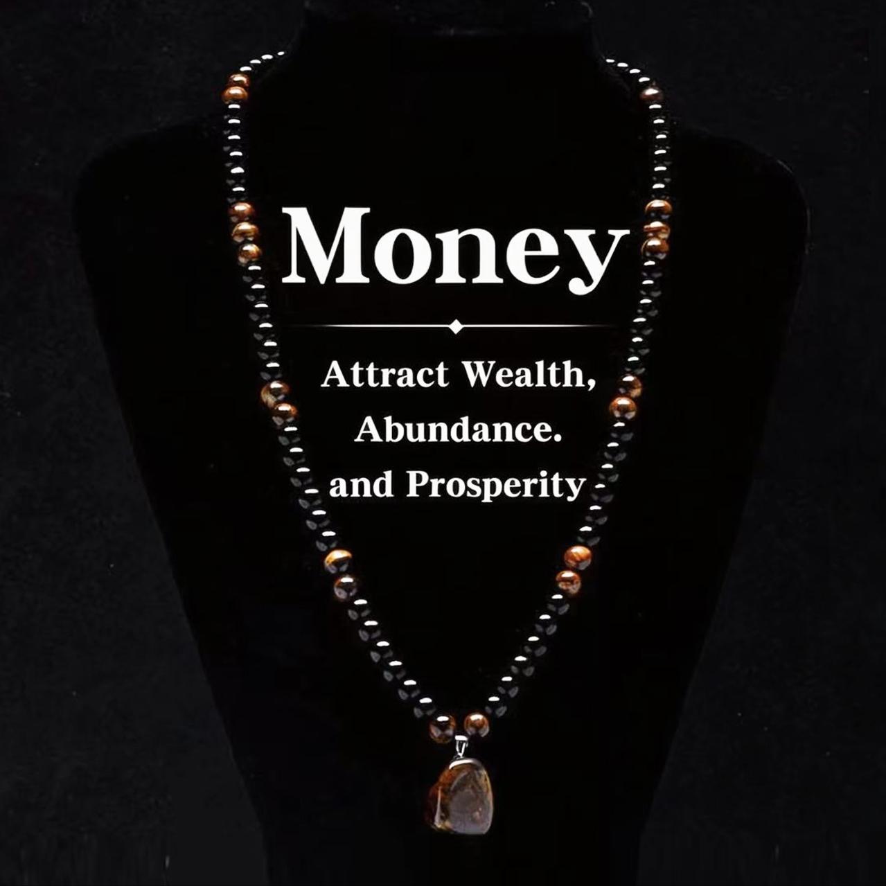 GEMRICH Prosperity necklace featuring a tiger’s eye stone pendant, crafted from healing crystals and obsidian. Suitable for anniversary celebrations, vacations, and themed parties; combines jewelry charm with abundant crystal energy—an ideal gift.