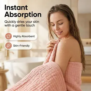 Pure Color Multi-Layer Cloth Bath Towel, Breathable Quick-Dry Washable, Large Single-Piece (multiple Colors Available)