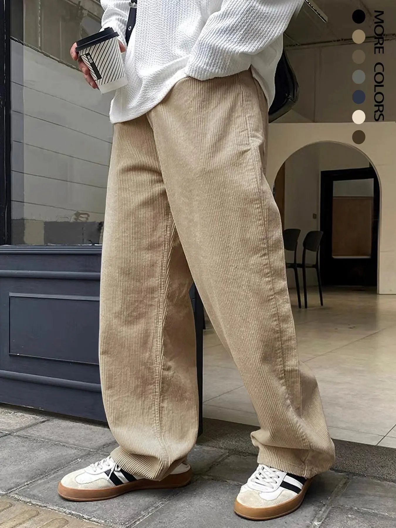 Men's Solid Pocket Drawstring Waist Pants, National Day Clothing, Loose Casual Comfy Straight Leg Trousers for Daily Wear, Woven Bottoms for All Seaso