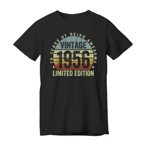 Vintage Born in 1956 Retro 70th Birthday Gifts 70 Years Old T-Shirt Short Sleeve O-neck Cotton Unisex Casual TShirt