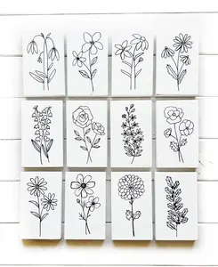 Set of 12 mini wooden birth flower signs