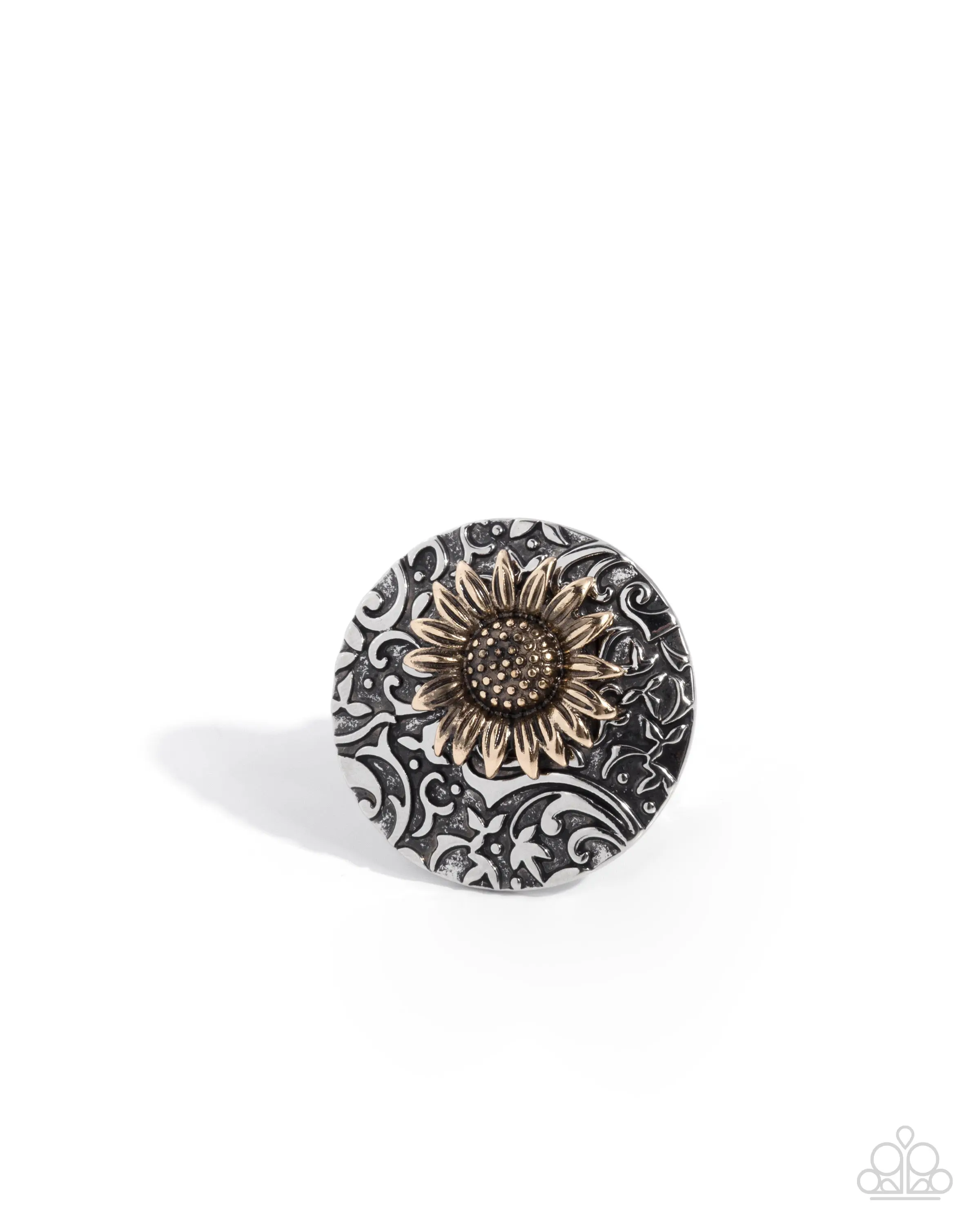 Filigree Fate - Silver and Gold Flower Mixed Metal Ring - Paparazzi