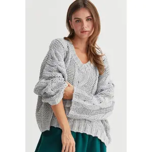 HYFVE Cable Knit V-Neck Sweater