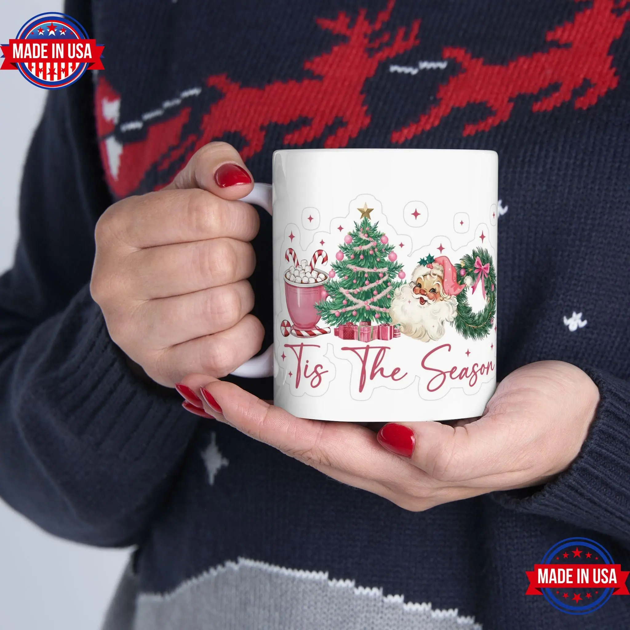[Sale off up to 50%] Festive Holiday Ceramic Mug, Christmas Coffee Cup, Seasonal Gift, Winter Decor, Cute Mug for Hot Drinks, 11oz, 15oz