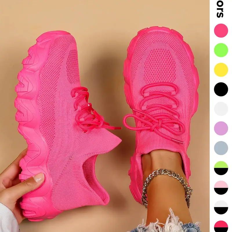 2024 Summer Lace-up Low Top Slip on Women Sneakers, Comfortable Ankle Socks Shoes, Knit Sports Running Shoes, Back To School Women's Workout Sneakers As Gift, for Fall Outfit