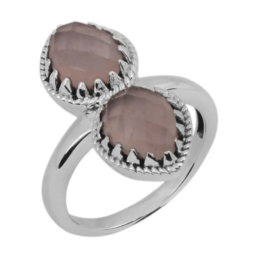 Rose Quartz Pear-Cut Sterling Ring