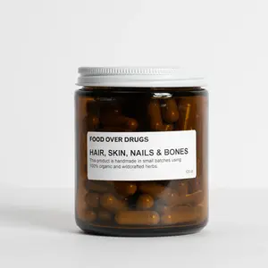 FOOD OVER DRUGS Hair Skin Nails & Bones Formula - Promotes Hair Growth, Rejuvenates Skin, Nail Growth, Bone Strength - US Made - 100% Organic Herbs Healthcare Fitness