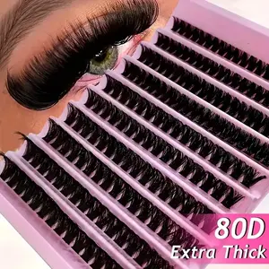 200-cluster mixed-length DIY eyelash extension set, Eyelash Extensions Set, 0.07mm D-curl, reusable cluster false eyelashes, suitable for beginners, natural fluffy effect, lengths ranging from 10 to 16mm, Christmas gift