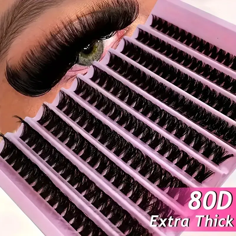 200-cluster mixed-length DIY eyelash extension set, 0.07mm D-curl, reusable cluster false eyelashes, Eyelash Clusters, Beginner Friendly Lashes, natural fluffy effect, lengths 10-16mm, Christmas gift