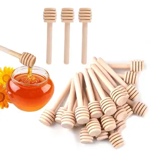 24pcs Honey Dipper Sticks  Wooden 3 Inch Stick Mini Honeys Stirrer For Jar Dispense Drizzle And Wedding Party Gift
