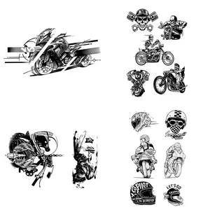 Motorcycle Pattern Temporary Tattoo Sticker, 16 Sheets Waterproof Long Lasting Fake Tattoo Sticker, Body Art Sticker for Men & Women, Sticker Tattoos, Arm Temporary Tattoos