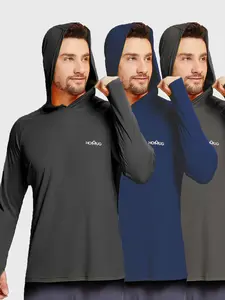 Men's Loose Letter Print Long Sleeve Hooded Sun Protection Clothing, Autumn Clothing, Quick Dry Sports Shirt, Lightweight Sun Protection Thumbhole Outdoor Activity Top, Fitness Top, Men's Fall Winter Sports and Outdoor Clothing, Fitness Clothing