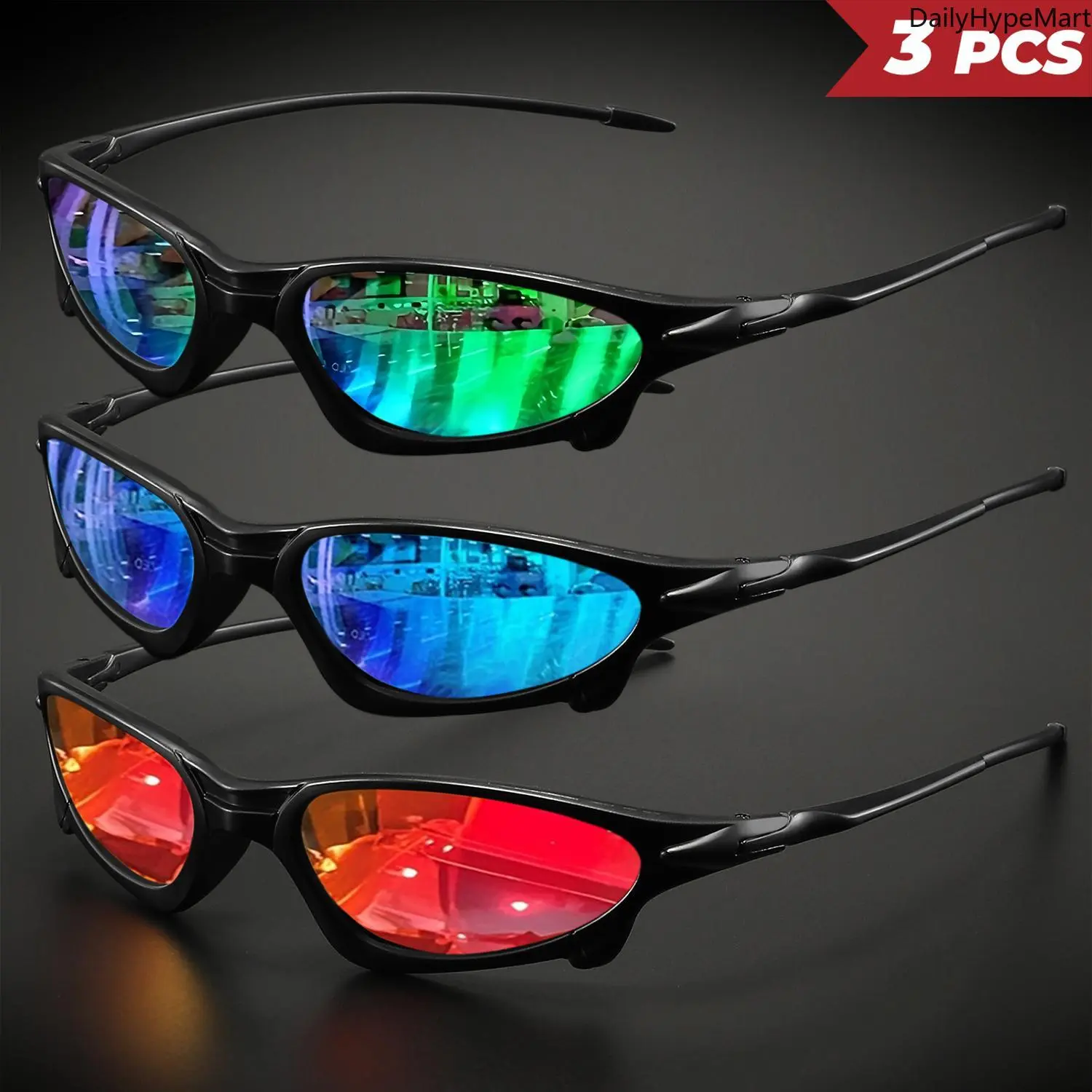 3PCS Y2K Sports Sunglasses UV400 Polarized Cycling Glasses for Fishing Travel Sunglasses for Women Unisex Style Lightweight Polycarbonate Lenses Outdoor Active