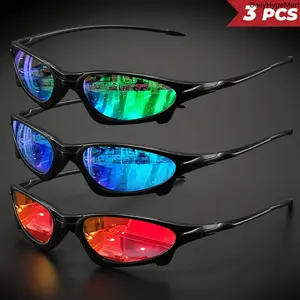 3PCS Y2K Sports Sunglasses UV400 Polarized Cycling Glasses for Fishing Travel Sunglasses for Women Unisex Style Lightweight Polycarbonate Lenses Outdoor Active