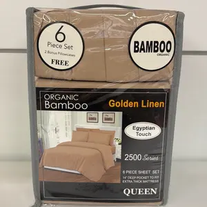Golden Linen 6pc Bamboo Sheet Set Queen Size Organic Egyptian Touch 2500 Series with 2 Bonus Pillowcases