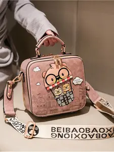 Women's Cute Cartoon Bear Pattern Crossbody Bag, Fashionable PU Leather Shoulder Bag for Daily Used, Casual Trendy Versatile High-quality Daily Commuting Bag