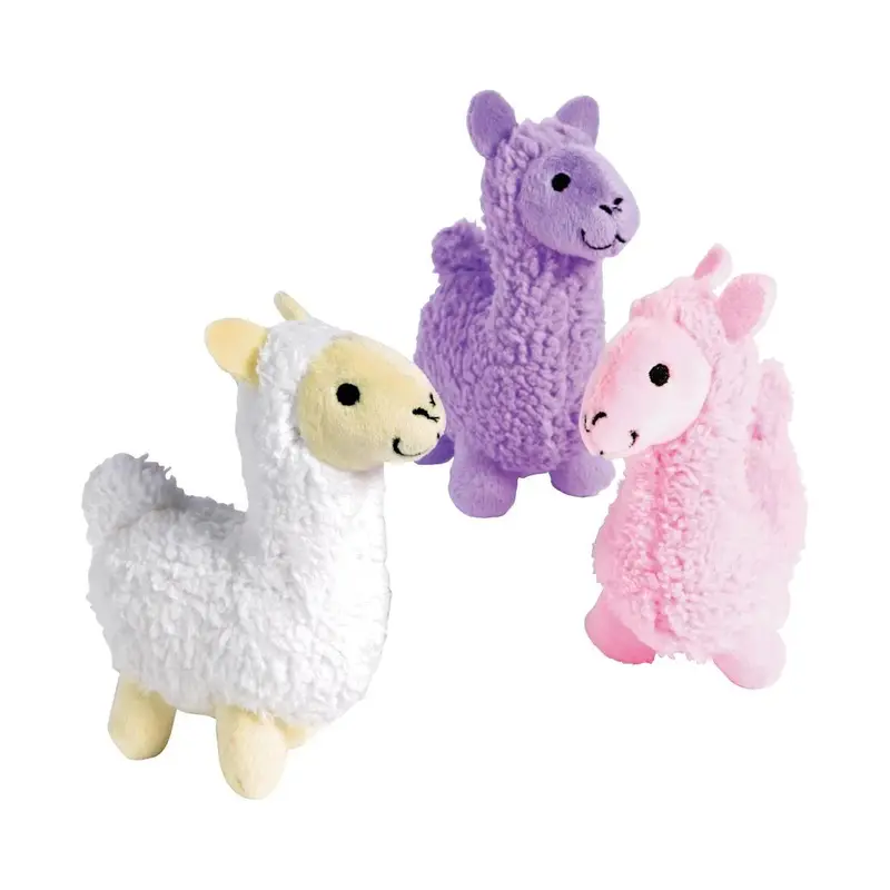 5" Fuzzy Pastel Pink, Purple & White Stuffed Llama Toys - 12 Pc.