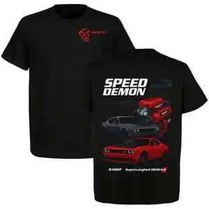 Speed Demon T-Shirt, Challenger SRT Demon Muscle Car Tee, Supercharged HEMI V8 Engine Top Menswear Car Enthusiast Gift For Men