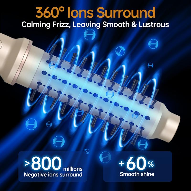 AIKO PRO 1.5 Inch Auto Rotating Curling Brush, Spinning Heated Thermal Round Brush Volumizer, 3 in 1 Ionic Hair Brush Styler for Long Medium Hair, 3 Temp Settings, 30S Fast Heat-Up, Dual Voltage