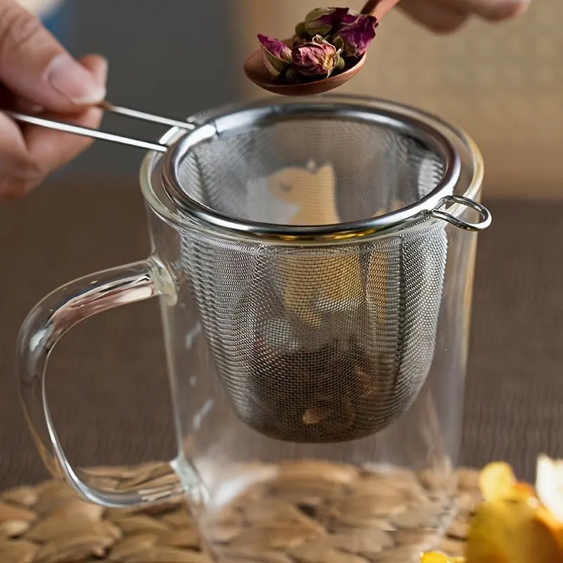 1/2pcs, Tea Strainer, Tea Steeper, Mesh Tea Infuser, Premium Tea Filter, Stainless Steel Mesh Tea Strainer, Mesh Tea Filter, Creative Tea Separator, Spice Stainer, Teaware, Kitchen Accessaries