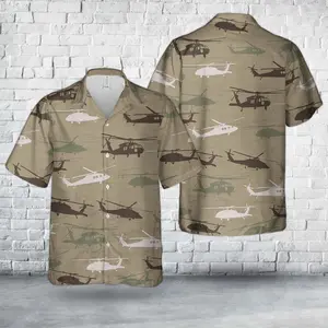 US Army Sikorsky UH-60 Black Hawk Silhouette Hawaiian Shirt, Trendy Hawaiian Shirt for Men and Women, All over Print Hawaiian Perfect for Beach, Vacation, or Casual Summer Outfit