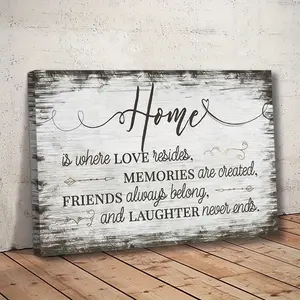 Country Farmhouse Style Wall Art with Wood Frame, Farmhouse Charm Sweet Home Poster, Perfect Housewarming Gift, Ideal for Living Room and Kitchen Decor