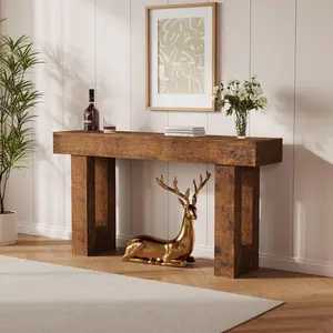 GARVEE Farmhouse Console Table - 61" Minimalist Vintage Entryway Table with Open Shelves, Rustic Sofa Table for Hallway, Living Room, Foyer, Bedroom in Fire Color