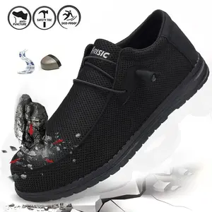 Slip On Steel Toe Shoes Men Lightweight Comfortable Lounging Walking Sneakers Steel Toe Loafers