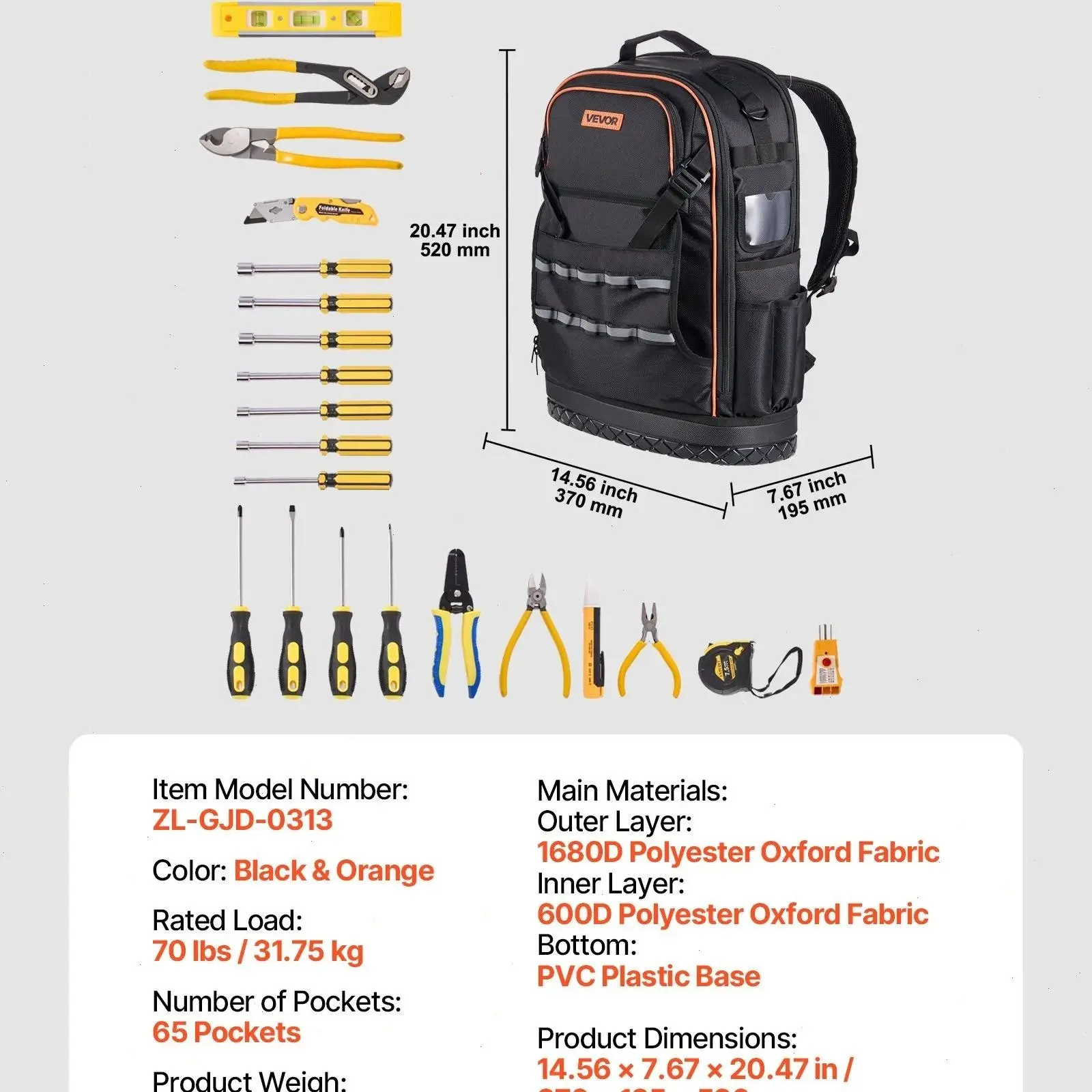 65 Pockets【With Tools】