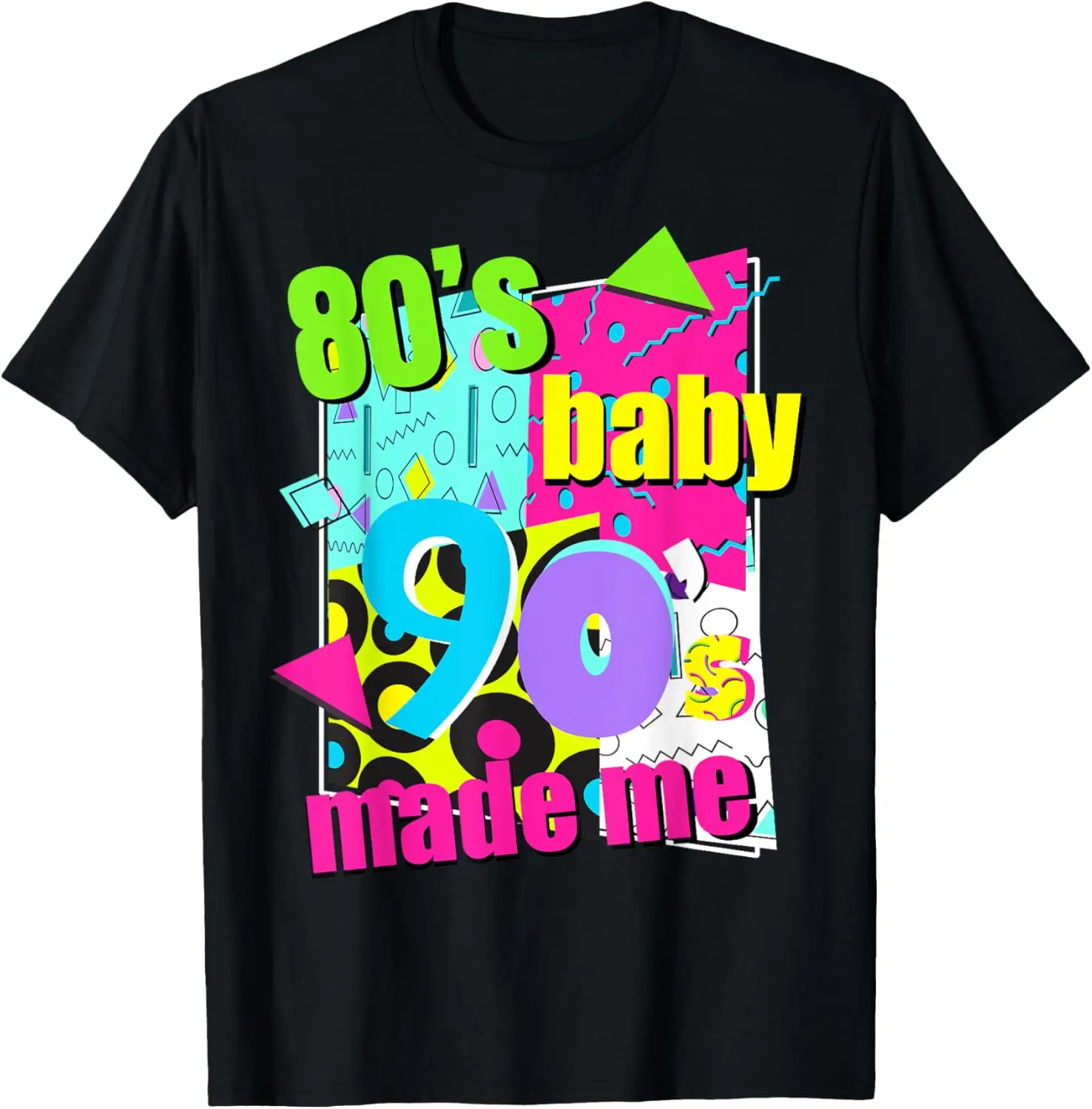 100%cotton 1980s 80's Baby 1990s 90's Made Me Retro Throwback Party T-Shirt Top Casual