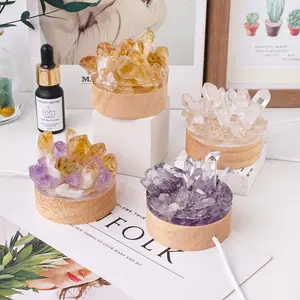 Wholesale Natural Amethyst Single Crystal Night Light Original Stone Creative Bed Bedroom Sleeping Atmosphere Stone Crafts