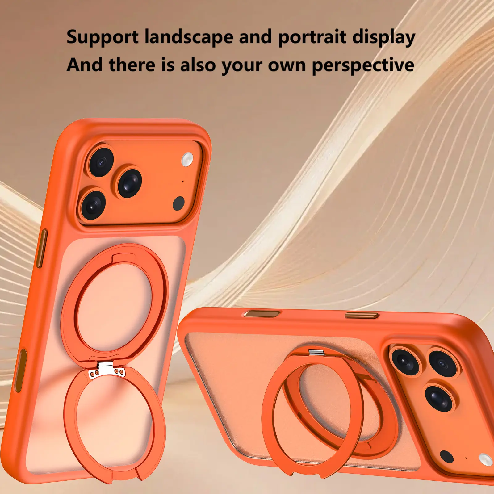 Magnetic 360° Rotatable Stand Phone Case with Ring Holder, Frosted Transparent, for iPhone 12-17 Pro Max Plus 17AIR, Smartphone Cellphone Handheld Devices Protection Case, Casing