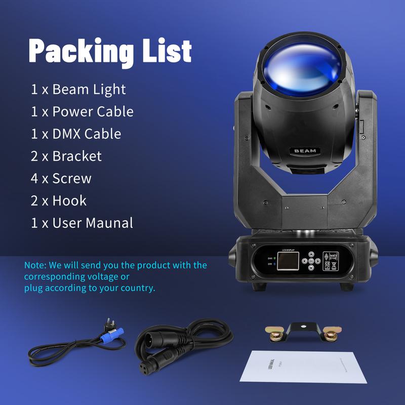 PAIDUN 230W 7R Beam LED RGBW Moving Head Light DMX512 Rainbow Effect DJ Disco Bar KTV Party Show Stage Lighting