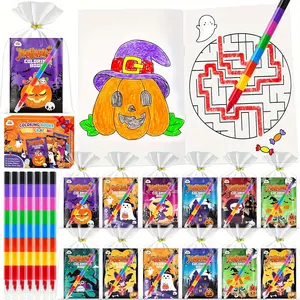 ZMLM 24 Coloring Books for Kids Party Favors: Bulk 24 Crayons Mini Coloring Books for Kids Ages 4-8 Birthday Goodie Bags Stuffers Toddlers Return Gifts Classroom Prizes Teacher Crafts (Halloween)