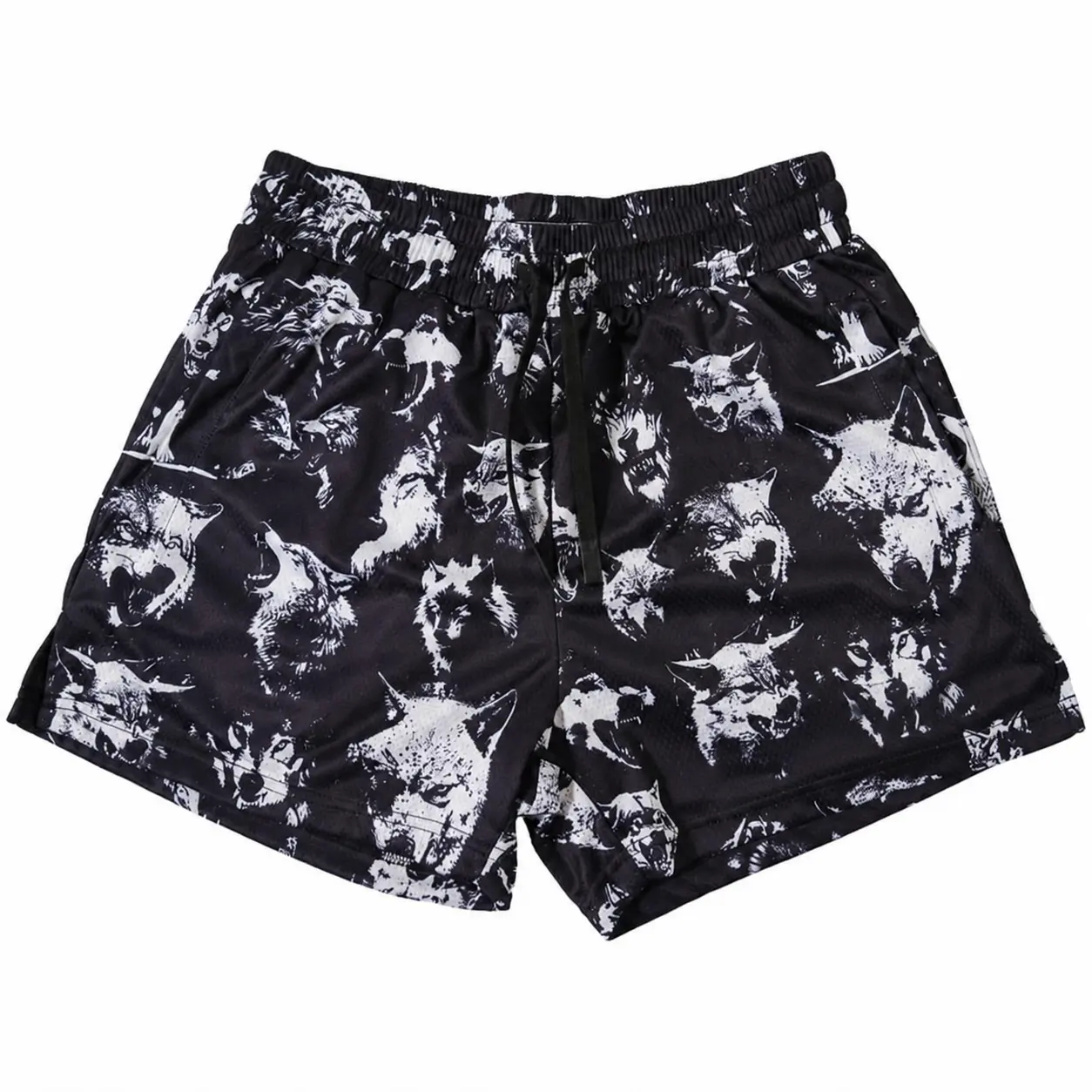 KiII Crew Wolf Pack Mesh Shorts Streetwear Gym Basketball Shorts Breathable Quick Dry Drawstring Casual Athletic Shorts All Season Unisex Y2K Style