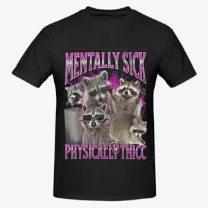 Physically Thicc Funny Raccoon Meme T-Shirt – 90s Bootleg Graphic Tee, Unisex Cotton Short Sleeve Casual Streetwear Top, Soft Trendy Shirt, Meme Humor Gift for Him Her, Viral Funny Animal Tee