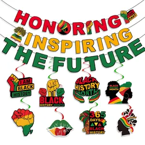 Black History Month Decorations 1pc Black History Month Banner and 8pc Black History Month Hanging Swirls Black History Month Decorations for Classroom Black History Decorations Party Decoration Supplies