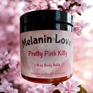 Melanin Love Pretty Pink Kitty Women's Body Butter 8oz Natural Skin Care for Smooth Skin Softness with Natural Ingredients Gentle Care
