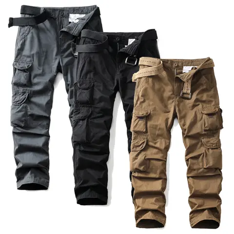 Men's 100% Cotton Camouflage Tactical Cargo Trousers - Military-Style Straight-Leg Pants with 10-Pocket Carry for Outdoor, Sports Activities