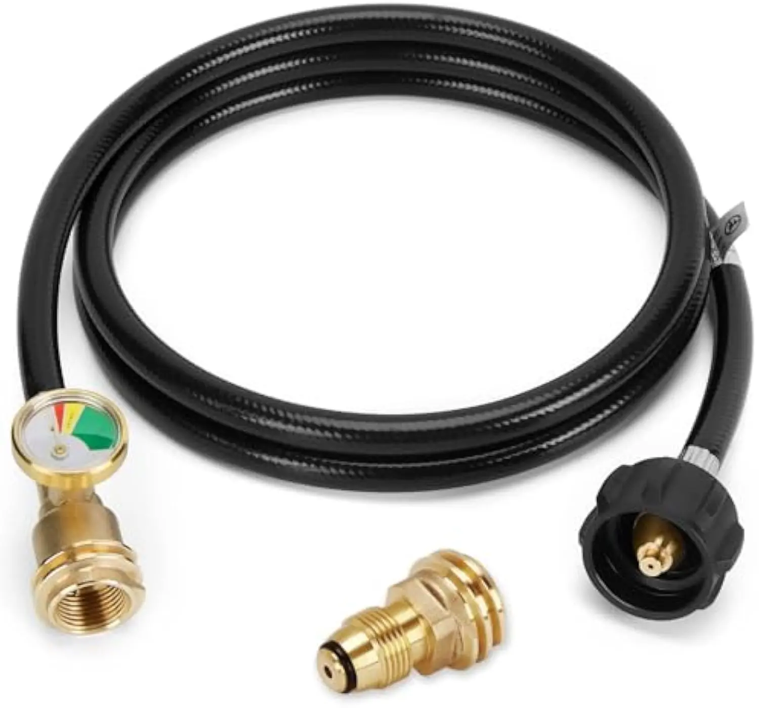 WADEO 6 Feet Propane Tank Extension Hose with Gauge, Include Tank Adapter Converts POL 100 lb Propane Tank to QCC1 for Gas Grill, Heater and Propane Appliances