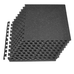 VEVOR Puzzle Exercise Mat, 12 PCS Fitness Equipment Mats, 24 x 24 x 0.79 in, High-Density EVA Foam Mats Set, Interlocking Rubber Soft Tiles, Protective Floor Padding with Gray Dots for Home Gym Offic