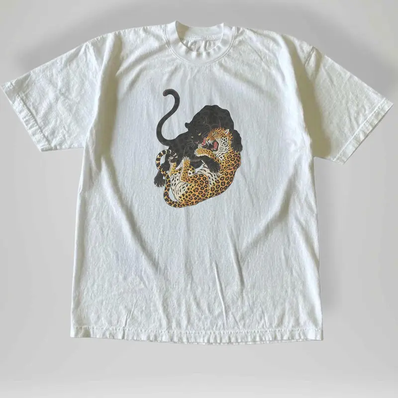Gildan Men's and Women's T-shirt, Vintage Style Black Panther Cat Graphic T-Shirt, Animal tee, Y2k Unisex Graphic Tees Gothic Grunge Emo Scene Amity Affliction Style Clothes Menswear Womenswear Streetwear