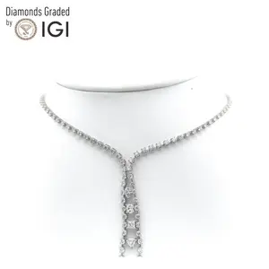 IGI Certified 5.60 CT Round,Princess,Marquise Cut Natural Diamond Necklace 14k White Gold