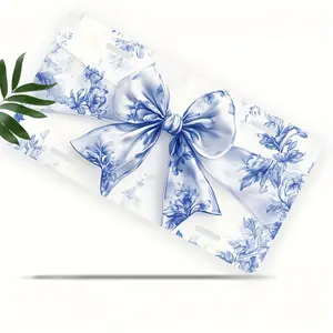 1PC 2D Flat Blue Floral Bow Front License Plate Frame, Iron License Plate Frame, Men/Women/Boys/Girls Car Decoration Fun Standard Size License Plate 6*12inch