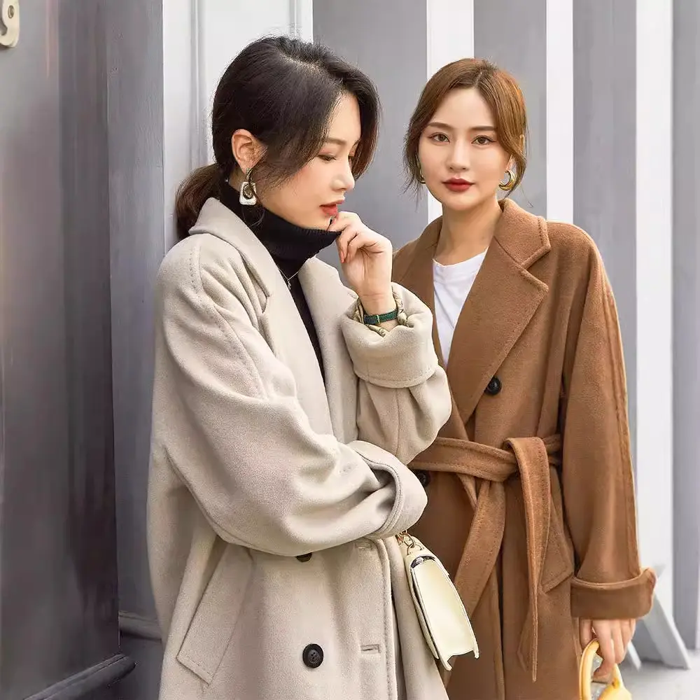 101801     M Brand Classic Coat Autumn Winter Women's Long Woolen New Style Elegant Cashmere