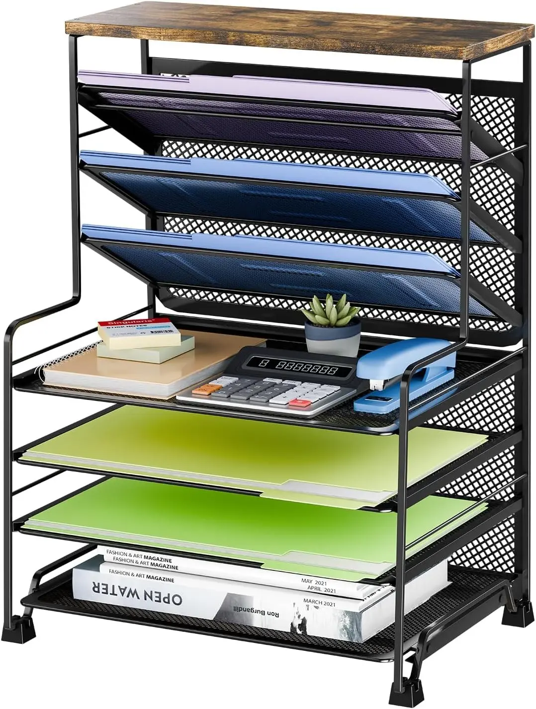 7 Tier File Organizer Office Desk Accessories for Office, Home or School, Black
