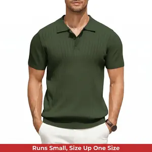 COOFANDY Men's Knit Polo Shirts Short Sleeve Ribbed Knitted Shirt Summer Lightweight Casual Golf Shirts