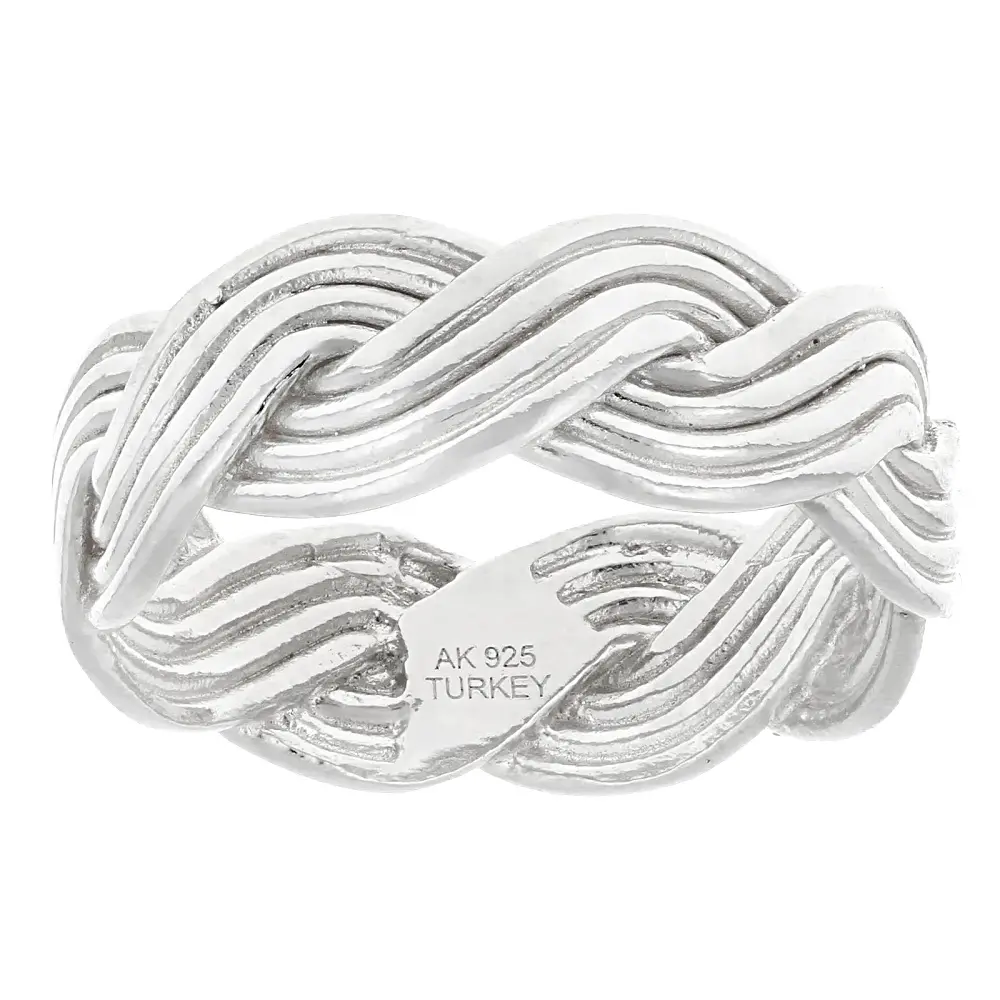 JTV Sterling Silver Braided Band Ring, 1/4 inch (1/4"w), Non-Sizeable Fine Jewelry Accessory, Not Sizeable